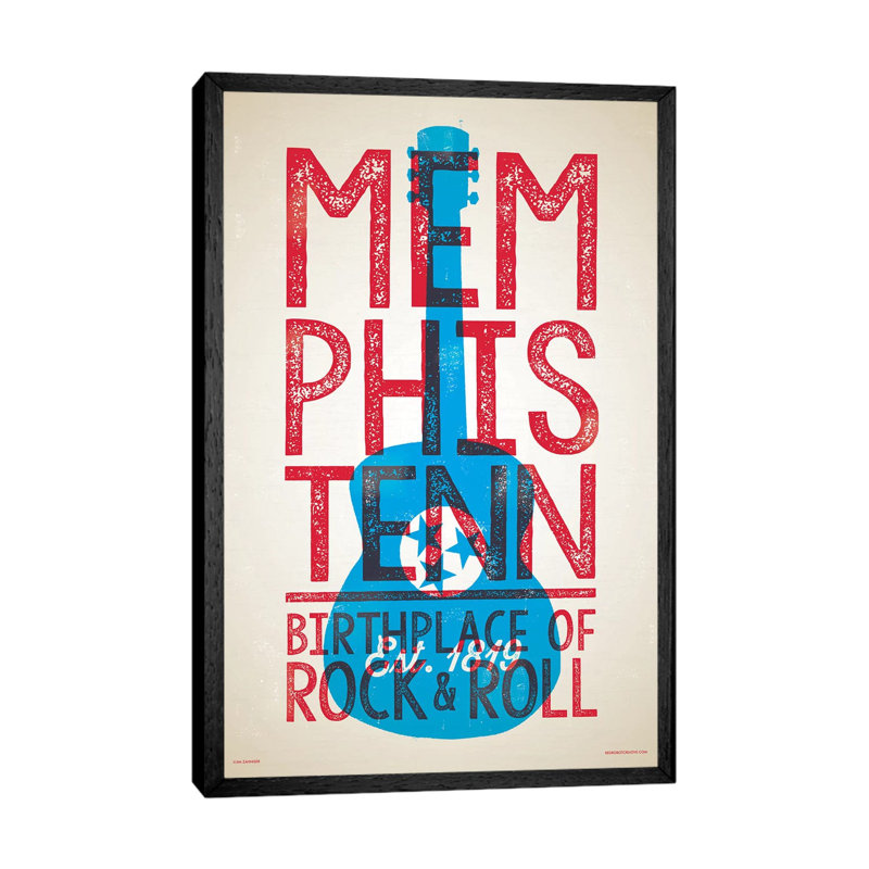 Memphis Birthplace Of Rock-n-Roll Letterpress Style by Jim Zahniser - Print on Canvas, 66.04cm H x 45.72cm W x 3.81cm D
