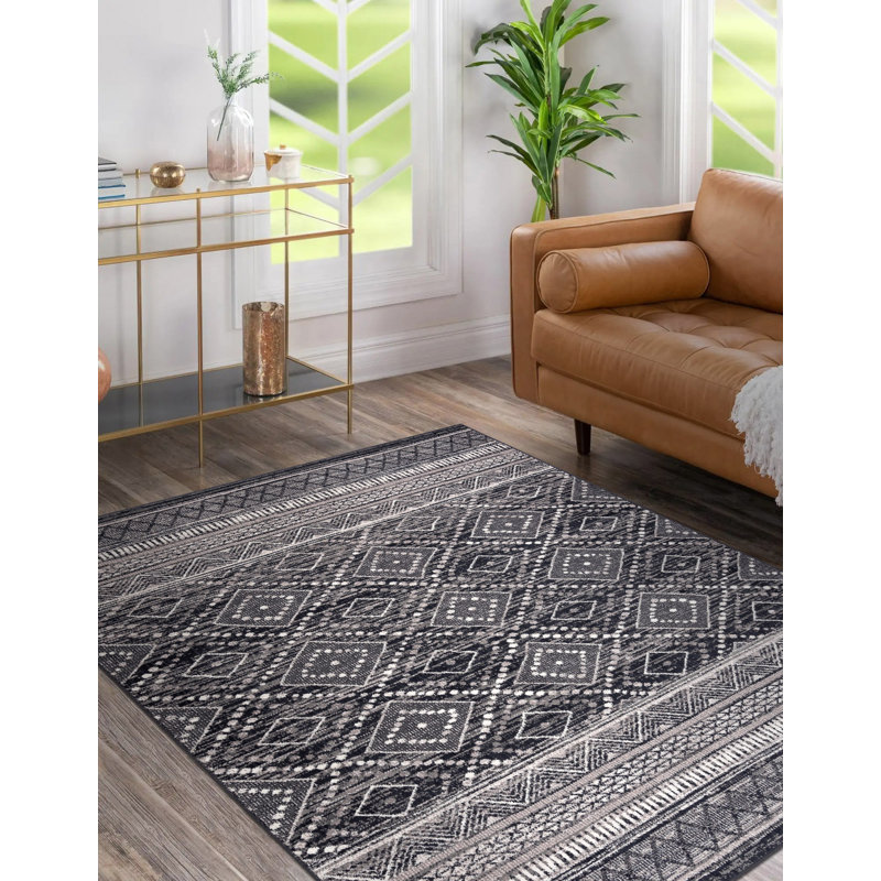 Siegbert Geometric Wool Area Rug, Rectangle 120 x 170cm