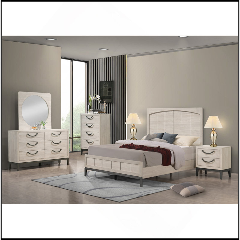Lit de grand lit contemporain 1pc Beige