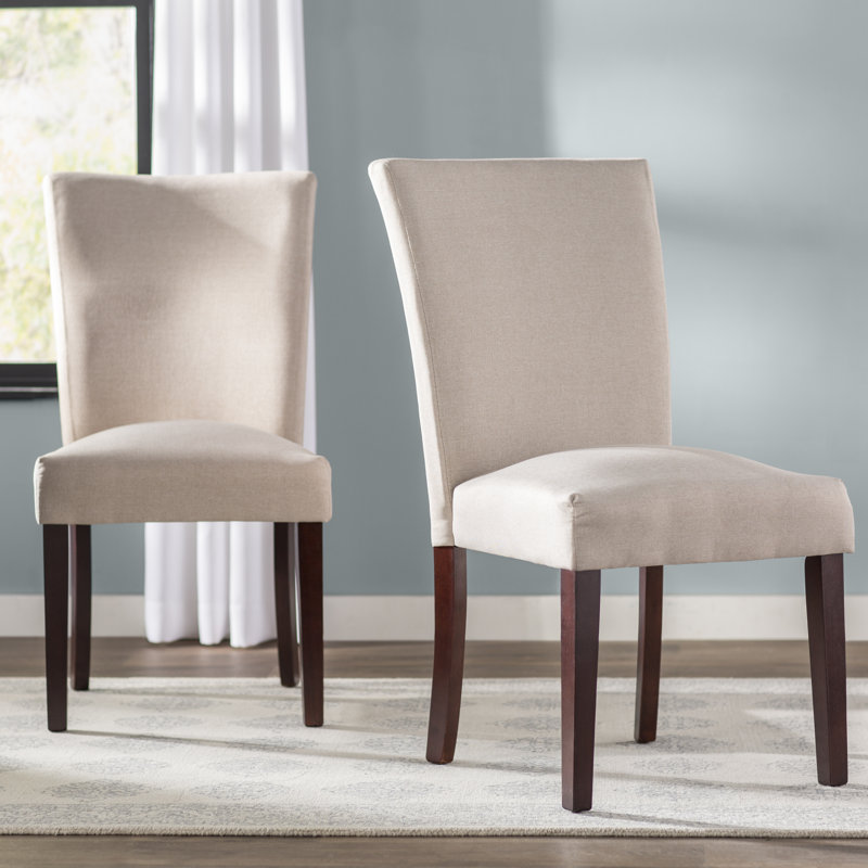 Myrtille 20'' H Linen Upholstered Side Chair, Brown, Espresso