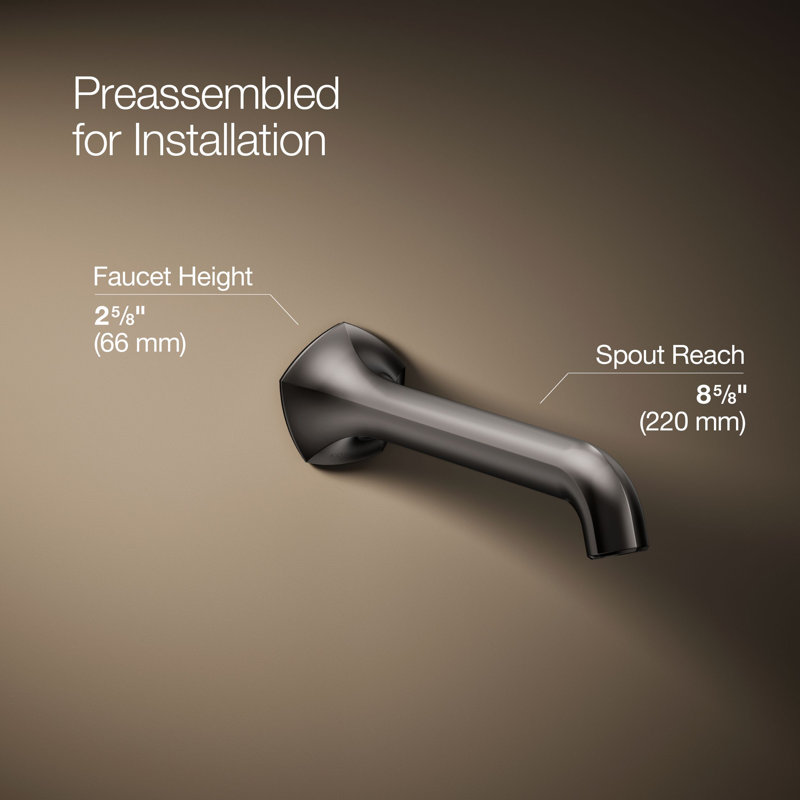 Occasion Sink Spout with Straight Design Wall Mount Bathroom Faucet with Drain Assembly, Vibrant Titanium