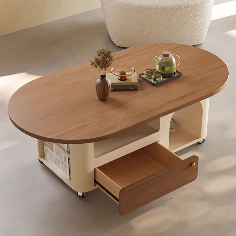 Table basse en fer brun et bois manufacturé brun, H 16,54 po x L 47,24 po x l 23,62 po