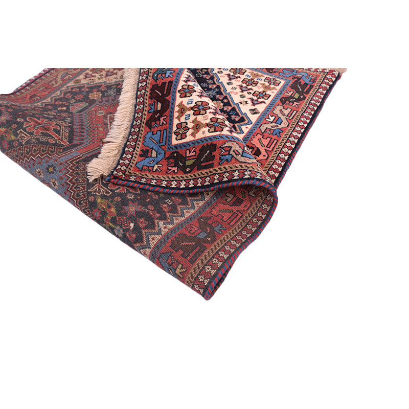 Tapis de zone en laine brun/bleu 2 pi 7 po x 4 po one-of-kind-noué la main