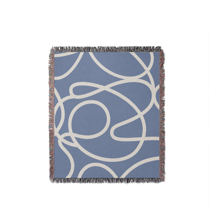 Jeté en coton Abstract Doodles, Bleu pâle, 60 x 60
