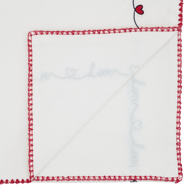 Chemin de table en coton Love Script - chemin de table décoratif doublé pour table de salle à manger, 16 po x 72 po