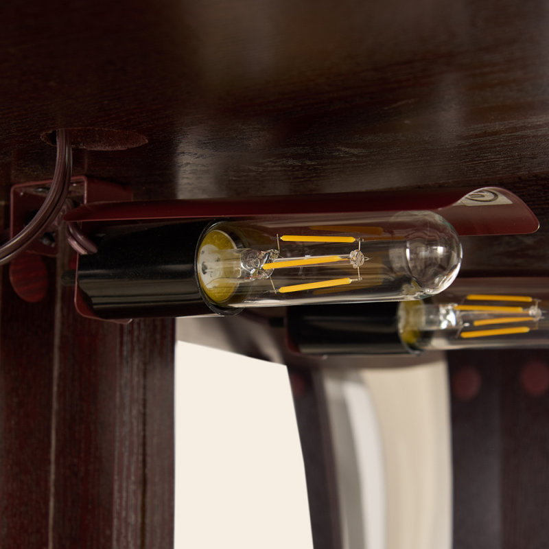 Vitrine d'angle vitrée avec vitrine d'angle vitrée, vitrine avec armoire lumineuse, armoire à vin avec tablettes réglables en verre, décoration sculptée, cerise foncée, lumière (incluse)