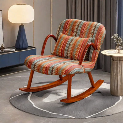 Chaise berçante en bois massif American Retro