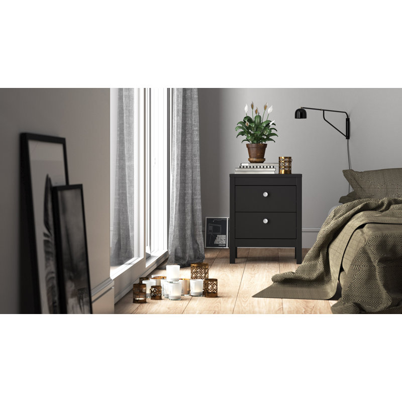 Besiana 43.6cm W Bedside Table, Black