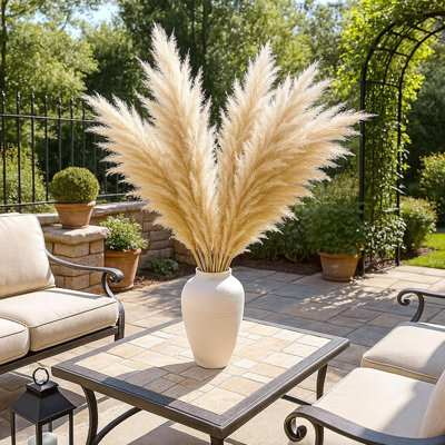 40 Inch 16 Stems Natural Pampas Grass Decor - Tall Pom Pas Grass For Wedding, Party, Farmhouse & Boho Home Decor, Dried Pampas Grass For Room Decoration
