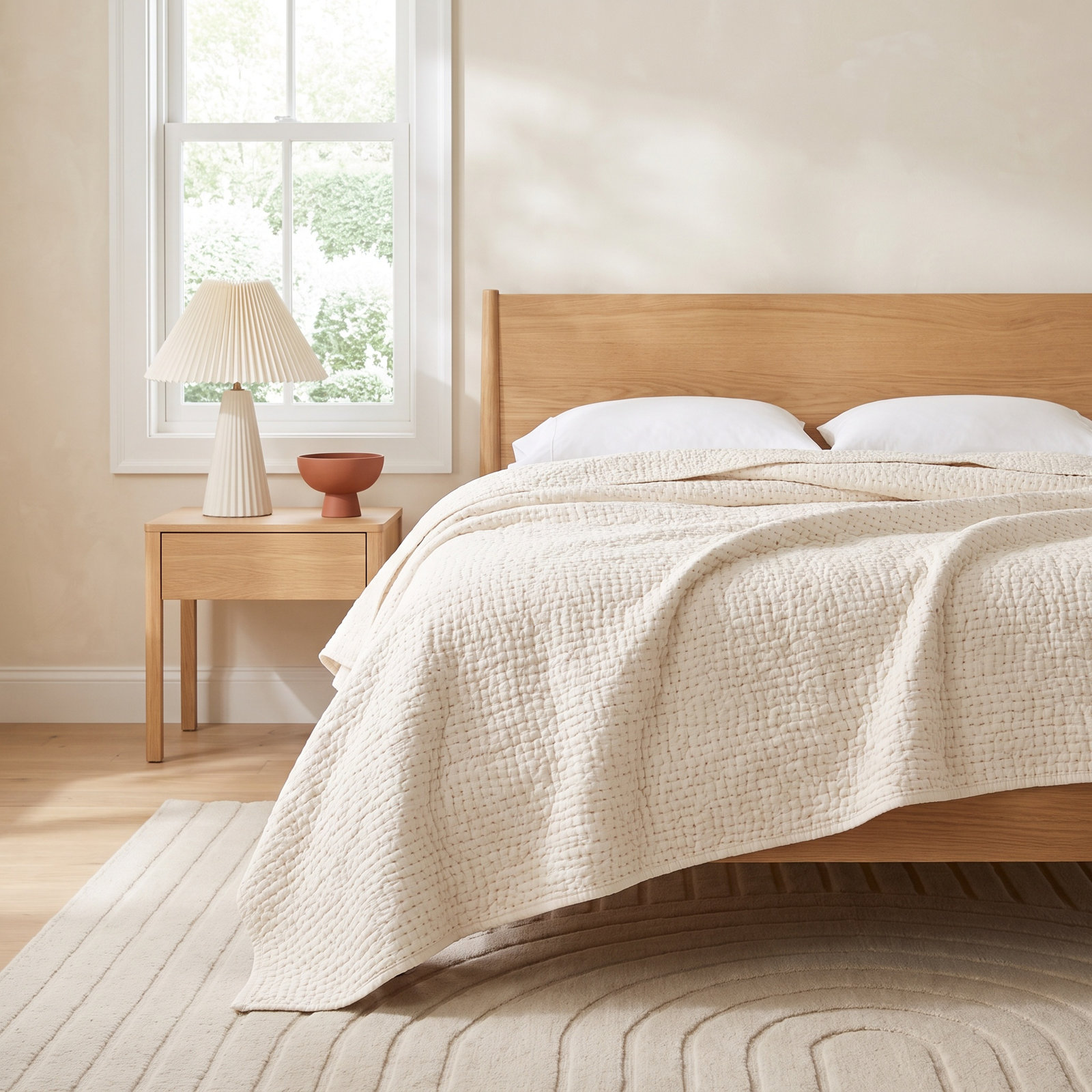 Pebbled Organic Cotton Quilt Set, Undyed, King Quilt