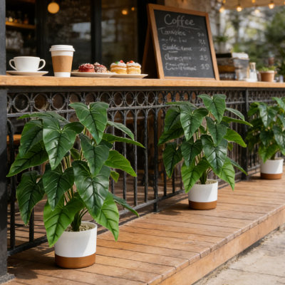 Ensemble de 2 plantes tropicales artificielles de 2 pi dans un pot en plastique blanc, grand faux palmier pour la décoration intérieure et extérieure, arbre artificiel réaliste pour la maison, le salon, le patio, la salle de bain et le bureau