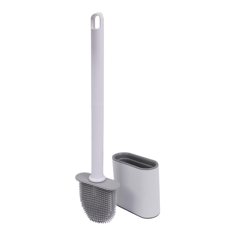 Harbour Housewares Wall-Mounted Toilet Brush and Holder Set, White