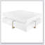 Table basse ultra brillante à 4 tiroirs, table basse carrée avec pieds en grain de bois