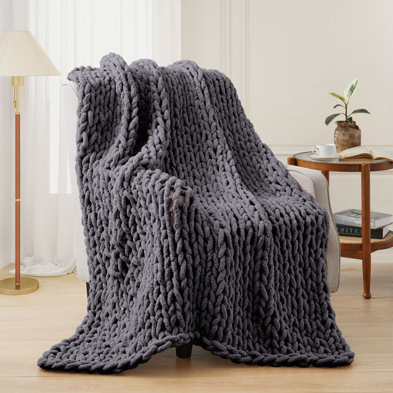 Jeté en laine Peace Nest Chunky Knit, Gris