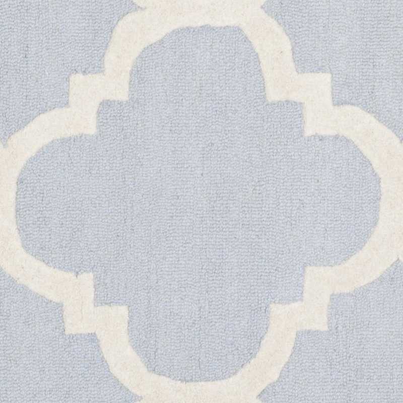 Light Blue and Ivory Hand-Tufted Wool Geometric Rug 4' x 6'