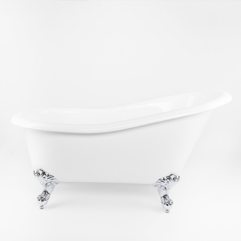 Baignoire de trempage sur pattes 28 po Aurora, Chrome, Non inclus, H 30,5 po x L 54,5 po x L 28 po