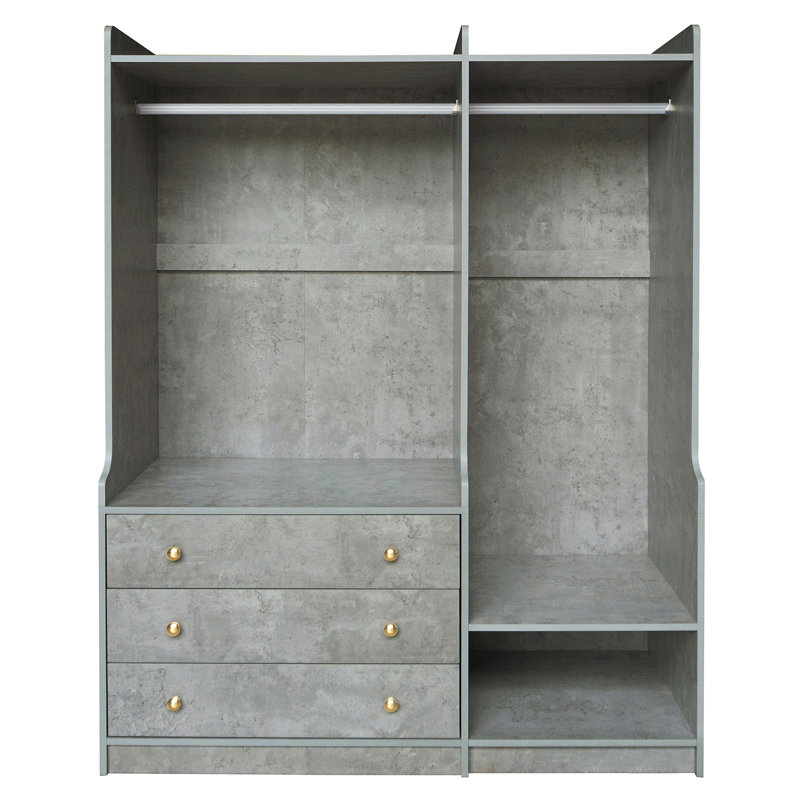 Rangement ouvert pour garde-robe en bois pour chambre à coucher, Gris
