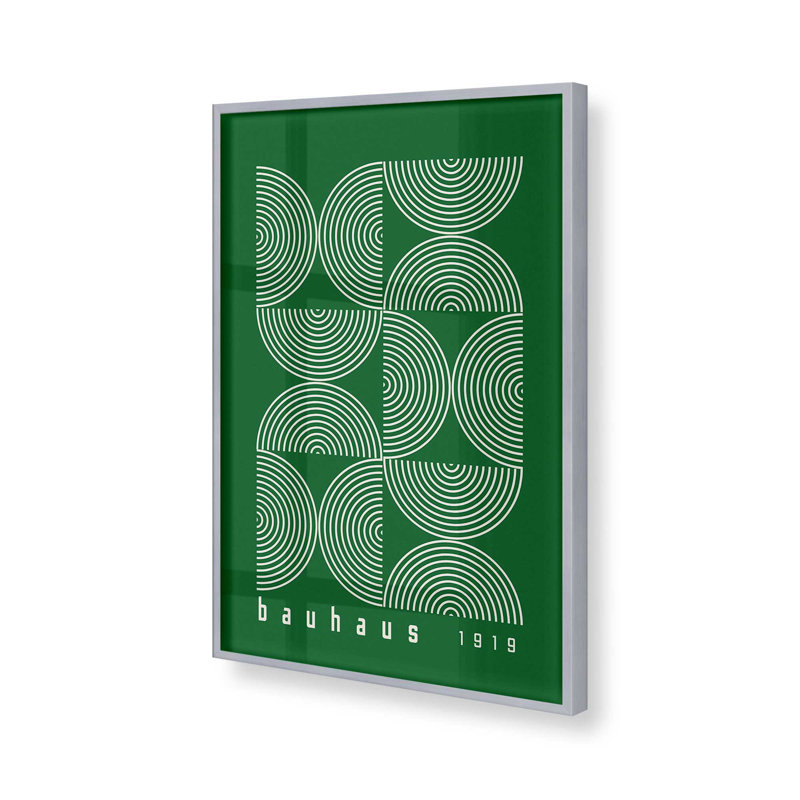 Lignes vertes du Bauhaus moderniste, Cadre simple en chrome poli poli, H 21,25 po x l 17,25 po