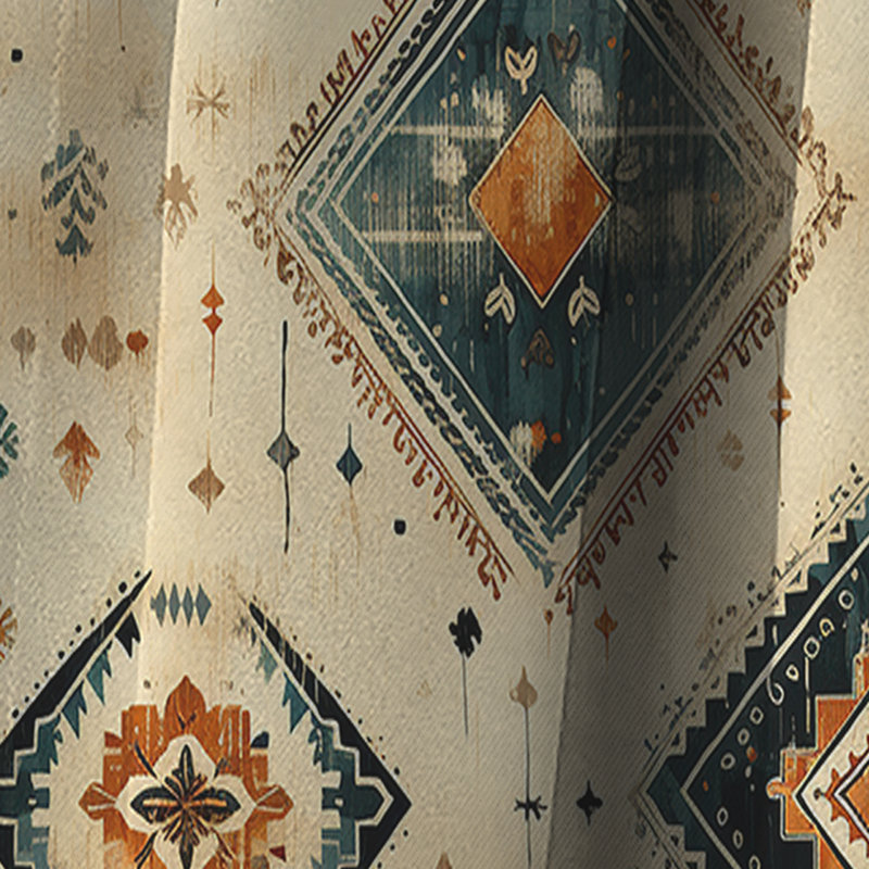 Motif bohème beige rétro Nomad Ii - rideau occultant géométrique abstrait - 1 panneaux, L 52 po x L 84 po