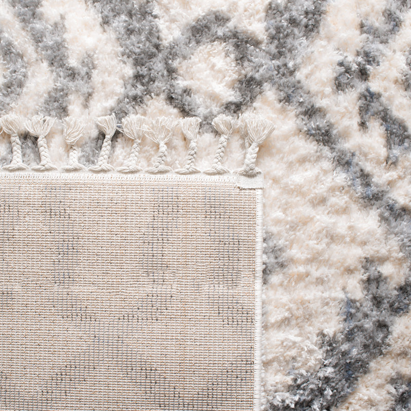 Triplett Fringe Shag Cream/Grey Area Rug, Runner 2' x 8'