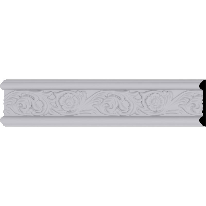 Primed White Floral Geometric Crown Moulding Panel