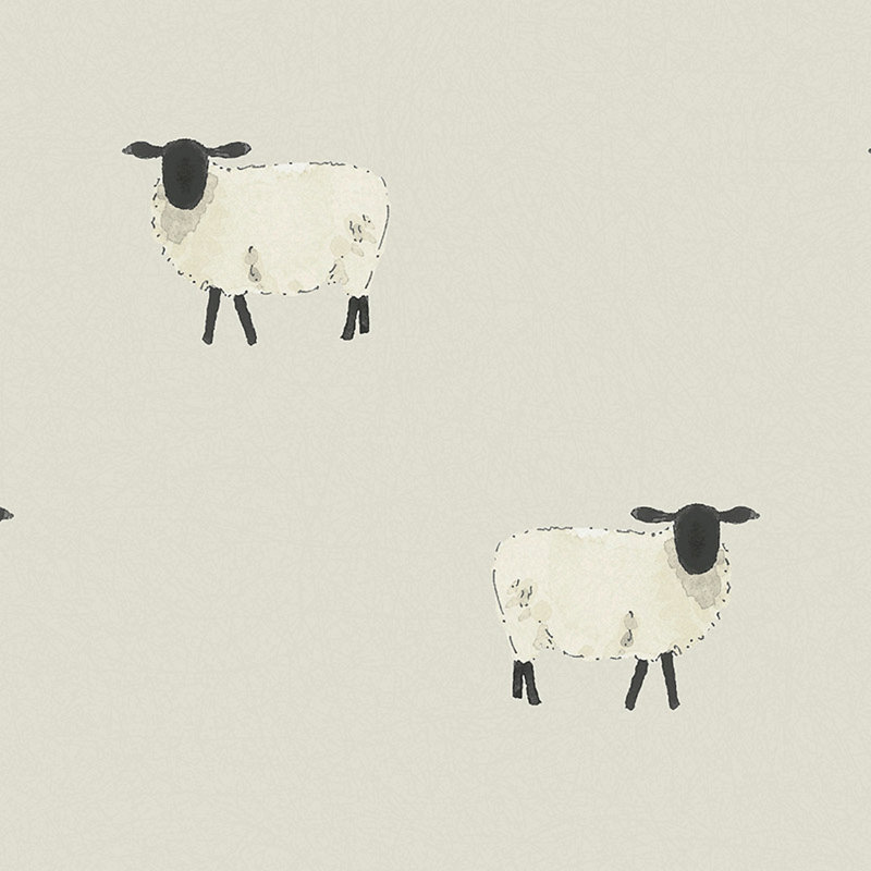 Sophie Allport Sheep Off White Wallpaper, White