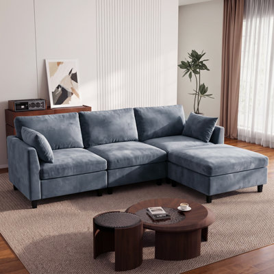 Sarang 4-Piece Modular Cloud Couch Reversible Sectional with Ottoman