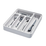 iDesign Eco BPA-Free Recycled Plastic Expandable Flatware and Cutlery Tray, Flint