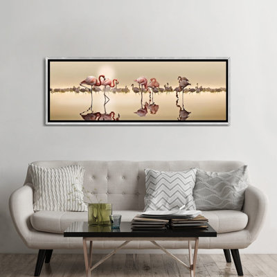 " Flamingos " Mixed Media Print