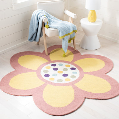 Ahonesti Hand Tufted Wool Yellow Area Rug