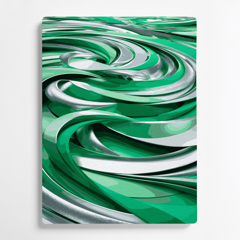 Abstract Landscape 53 Green Metal Wall Art, 11" H x 14" W