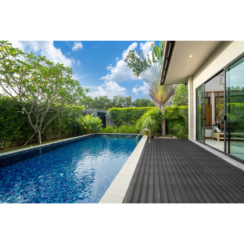 Modern Ebony Composite Corner Trim for Deck Tiles, 4-Pack