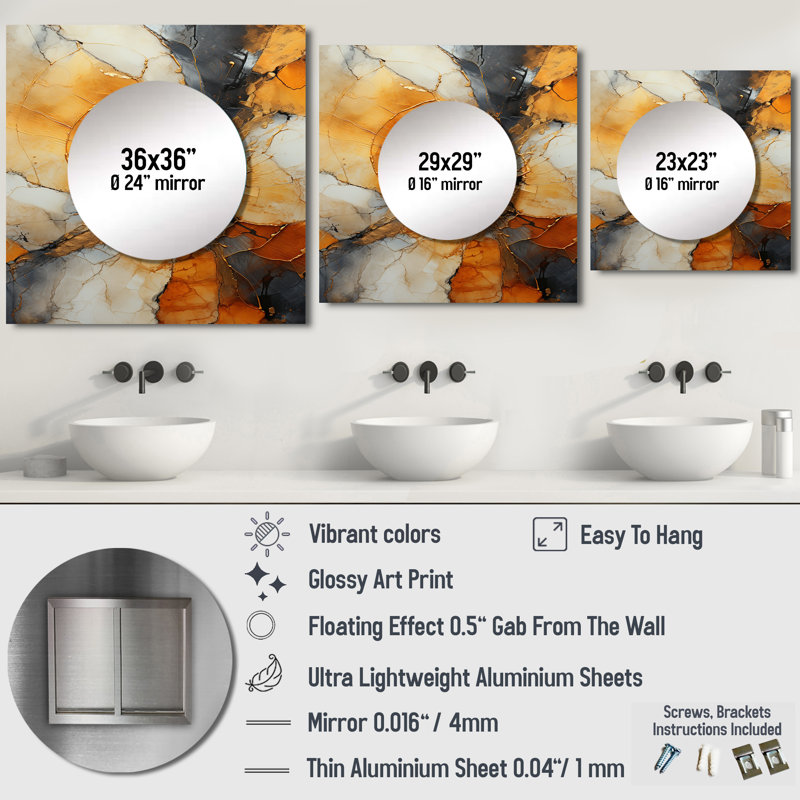 Encaustic Spirals II - Abstract Large Square Mirror Wall Decor For Bedroom, 36" x 36"