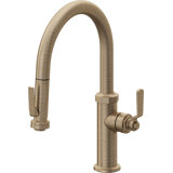 Pull-Down Kitchen Faucet With Squeeze Sprayer - Low Arc Spout
