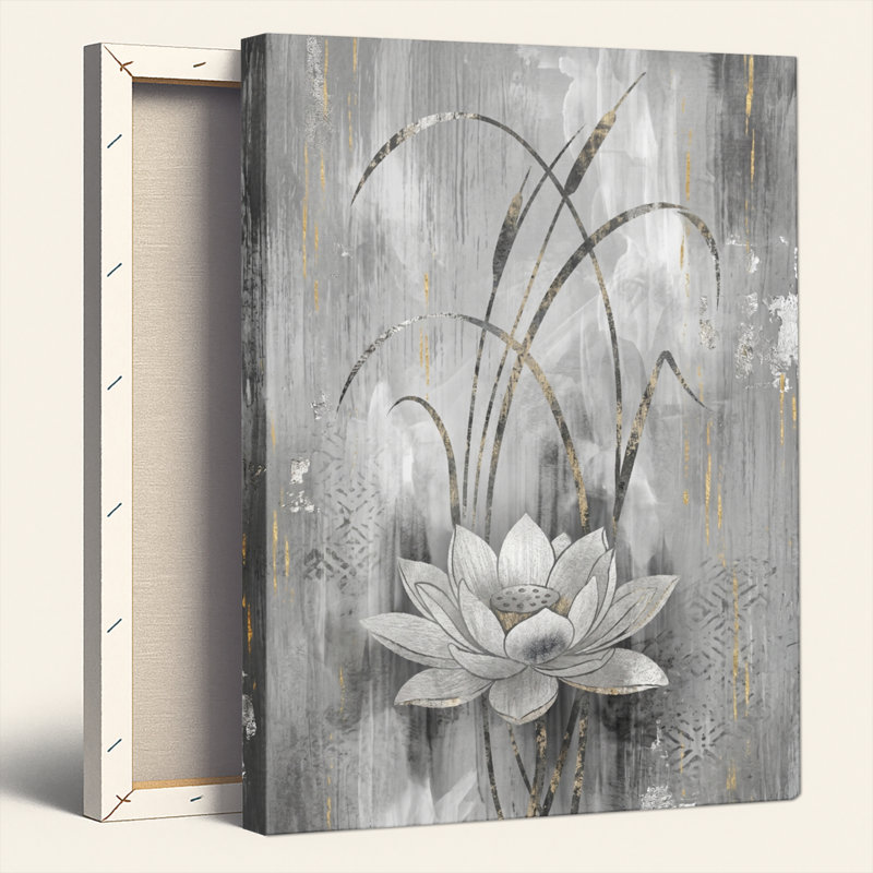 Fleur de lotus, reproduction d'art sur toile, ensemble de 1, 40"H x 28"W, Wrapped Canvas