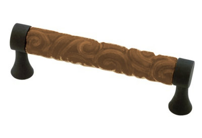 Poignée totem 3-3 / 4 "ocre et noir mat
