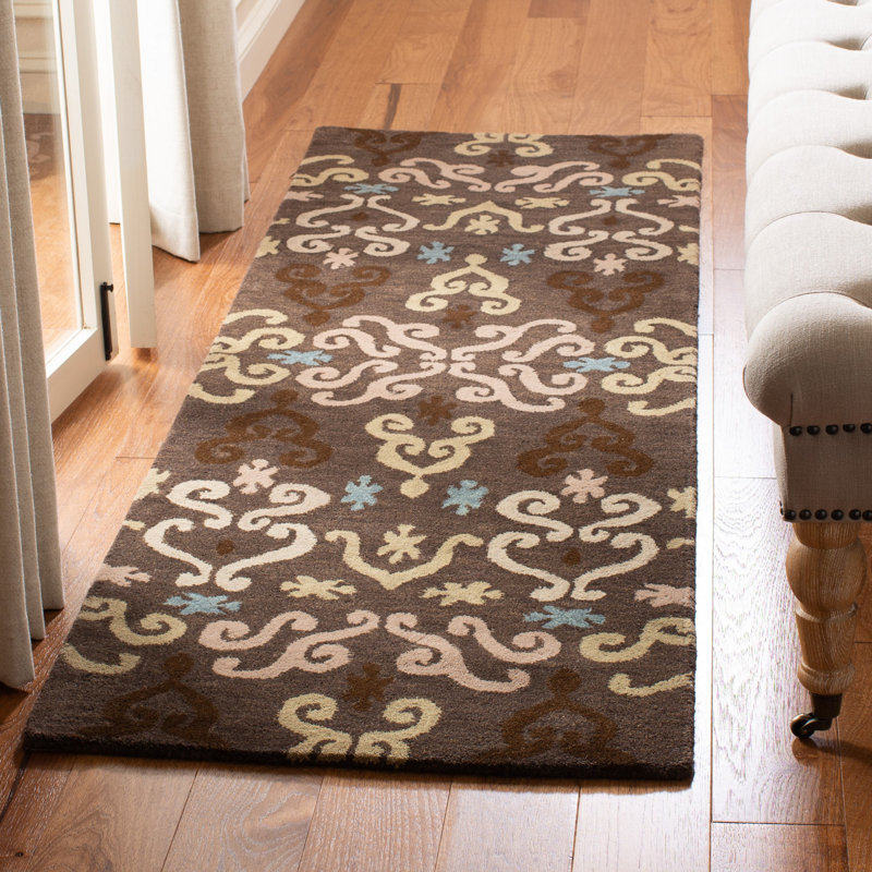 Amory Hand Tufted Wool/Cotton Geometric Rug in Blue/Beige, Runner 2'3" x 9'