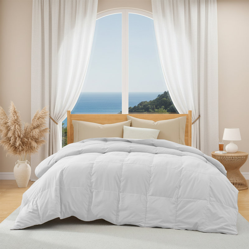 Lightweight Feather and Down Comforter/Duvet Insert, King, White