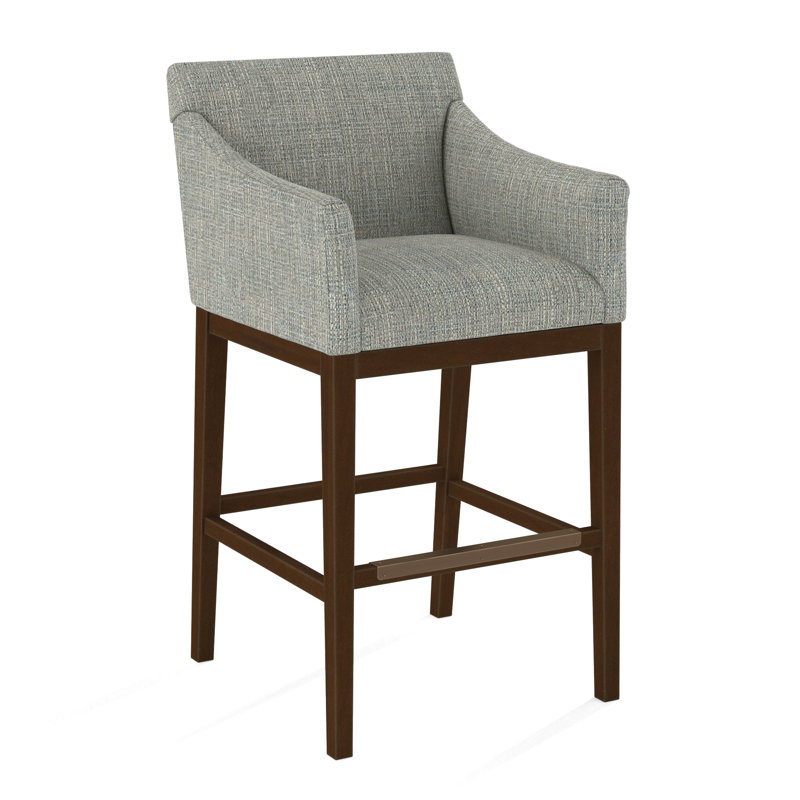 Upholstered Stool, Applause Archway Gray, Pecan