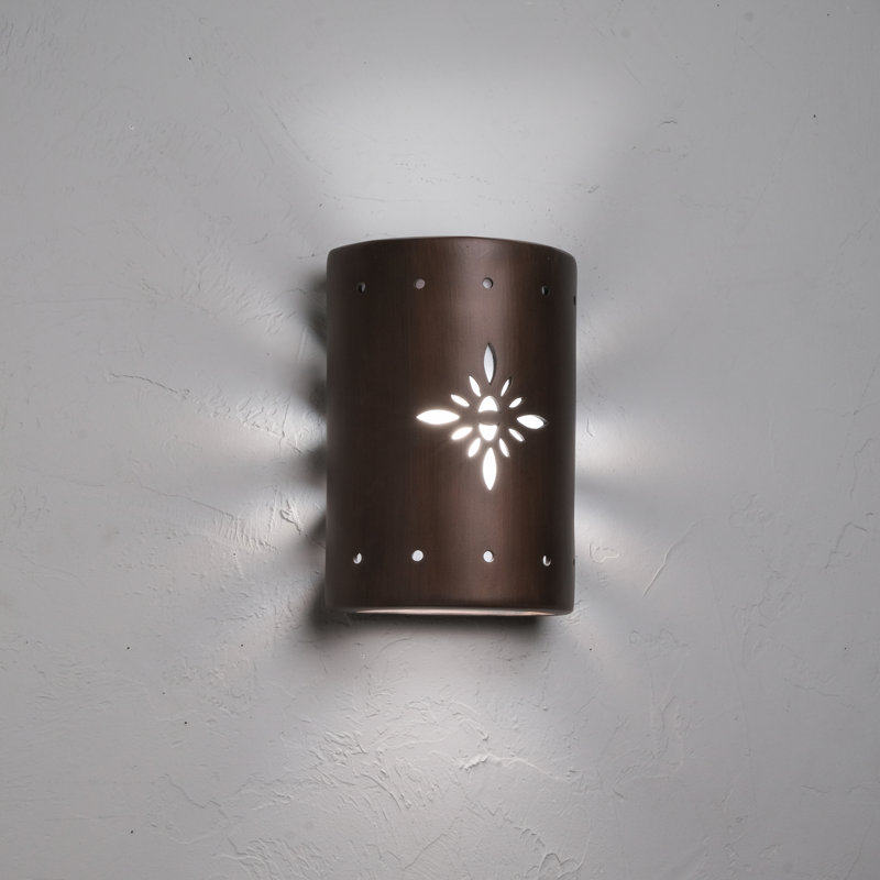 Ninamarie Ceramic Outdoor Wall Light, LED Bulb Included, Rubbed Copper, 10.5" H x 7.5" W x 4" D