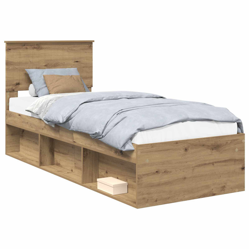Solid Wood Bed, European Single (90 x 200 cm), White
