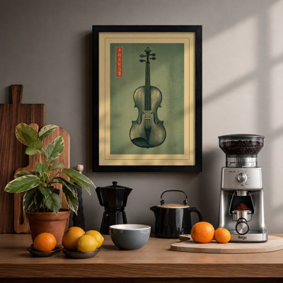 Violin in Silence Japandi - Framed Print