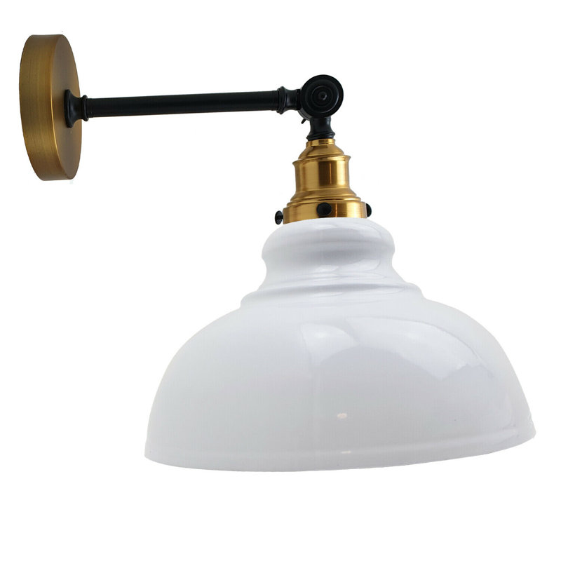 Hyannis Swing Arm Sconce, White, Gold