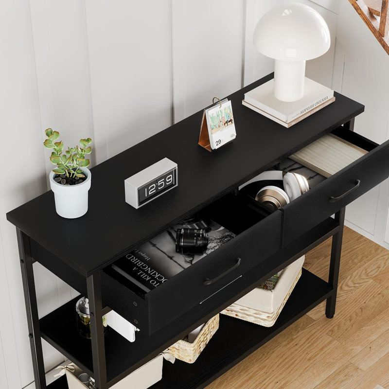 Console avec tiroir, table d'entrée à 3 niveaux avec tablettes de rangement