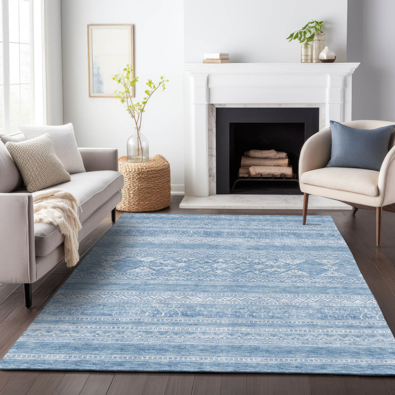 Tapis de qualité supérieure lavable à la machine Prisco Sky, Rectangulaire 3 pi x 5 pi