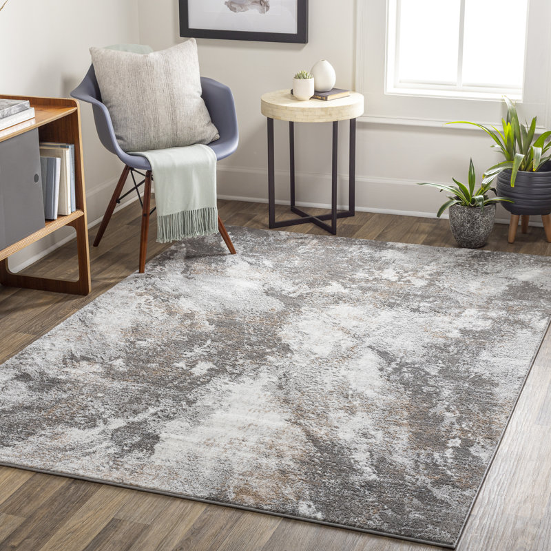 Tapis gris abstrait Dundalk, Rectangle 7 pi 10 po x 10 pi