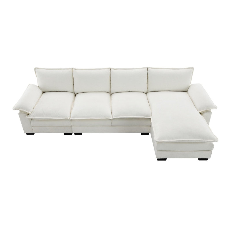 3 - Piece Upholstered Sectional, Beige Chenille