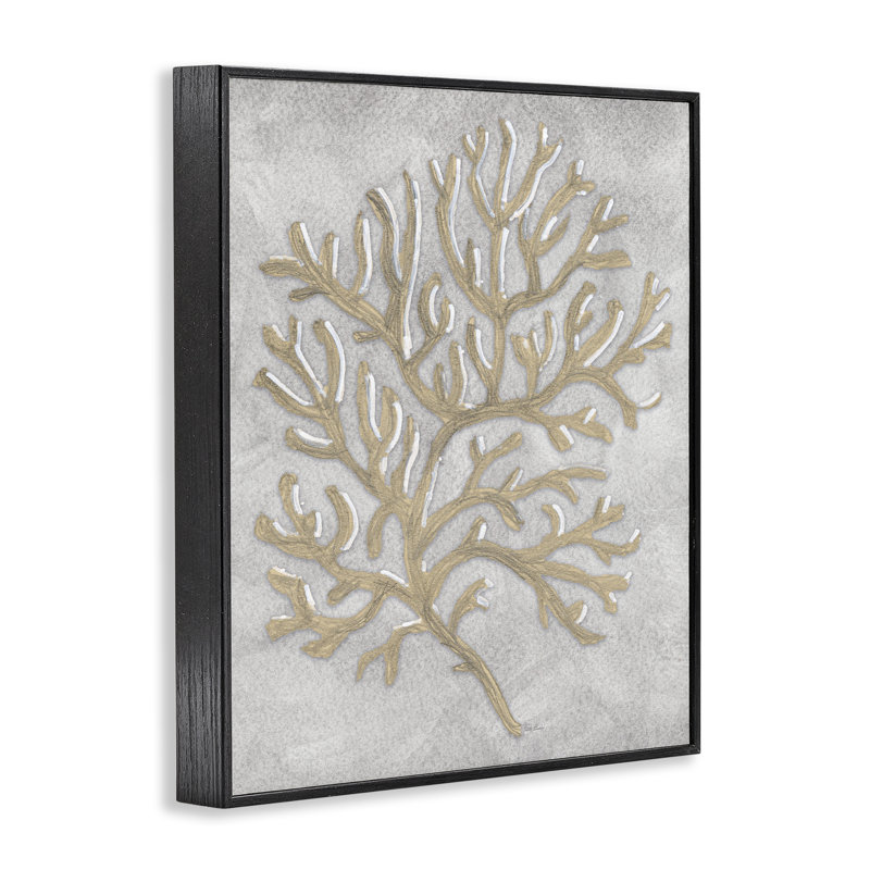 Dessin gris de corail, estampe numérique, conception de Patti Bishop, H 20 po x l 16 po, Giclée encadrée noir minuit