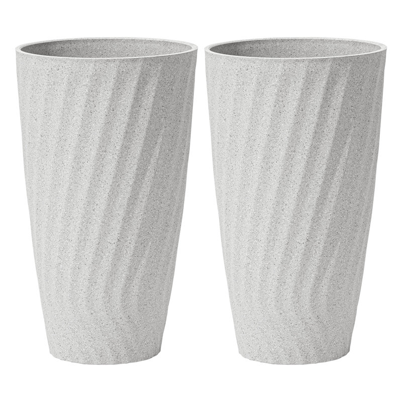 Pot à fleurs en résine Bee, Blanc, 2, H 24 po x l 13,8 po x P 13,8 po