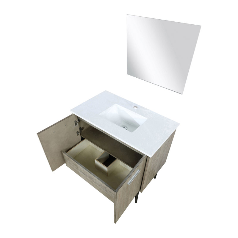 Meuble-lavabo de salle de bain 36 po X P 20 po P, comptoir en quartz et Miroir